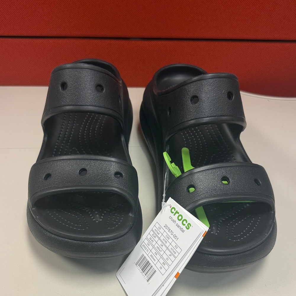 CROCS Black Platform Slide Sandals us 9 - Picture 2 of 7
